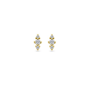 oorknoppen zirkonia 1 micron zilver verguld (geel)