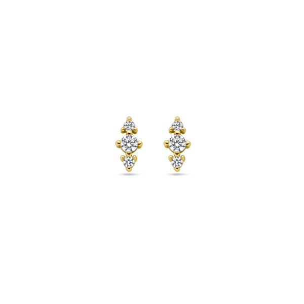 oorknoppen zirkonia 1 micron zilver verguld (geel)