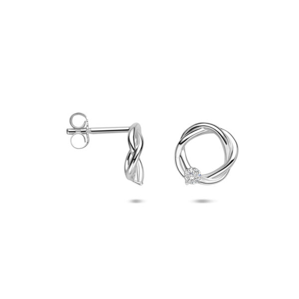oorknoppen zirkonia 10 mm zilver gerhodineerd - Afbeelding 3