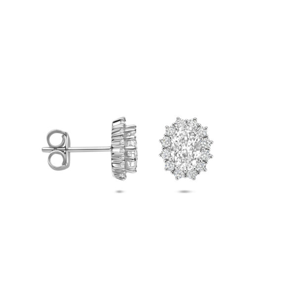 oorknoppen zirkonia 10 mm zilver gerhodineerd - Afbeelding 3
