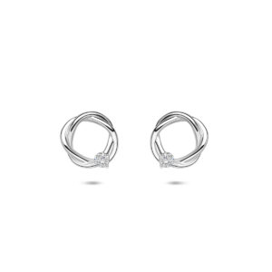 oorknoppen zirkonia 10 mm zilver gerhodineerd