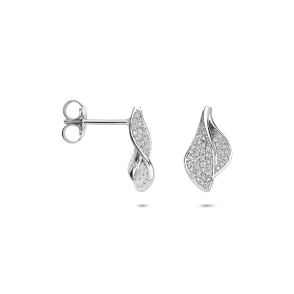 oorknoppen zirkonia 14 mm zilver gerhodineerd - Afbeelding 3
