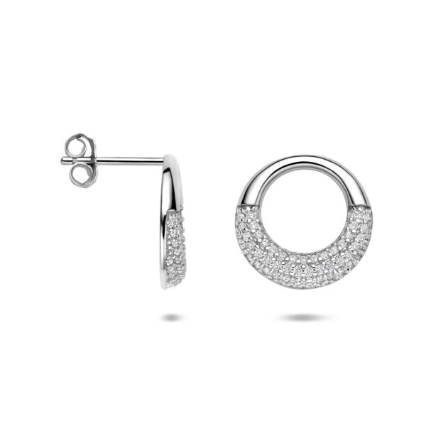 oorknoppen zirkonia 14,5 mm zilver gerhodineerd - Afbeelding 3