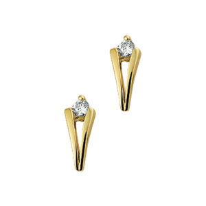 oorknoppen zirkonia 14K geelgoud