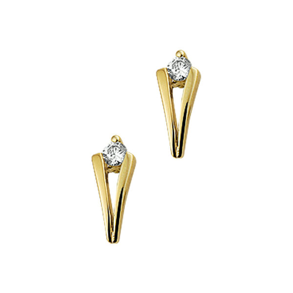 oorknoppen zirkonia 14K geelgoud