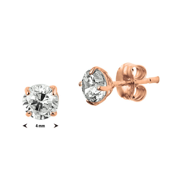 oorknoppen zirkonia 14K roségoud - Afbeelding 2