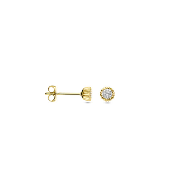 oorknoppen zirkonia 4 mm 14K geelgoud - Afbeelding 3