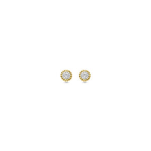oorknoppen zirkonia 4 mm 14K geelgoud