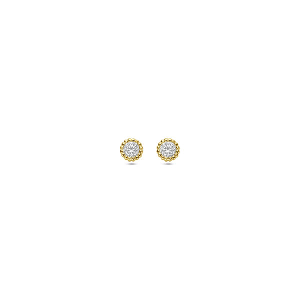 oorknoppen zirkonia 4 mm 14K geelgoud