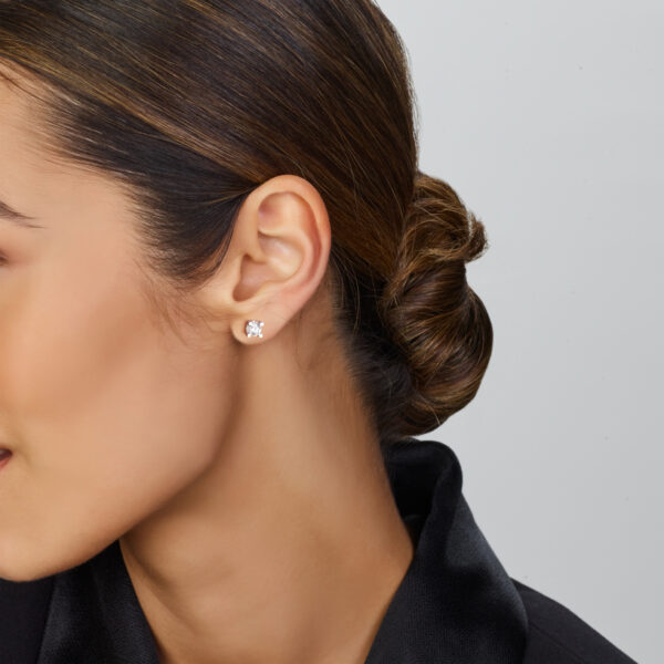 oorknoppen zirkonia 4 mm zilver gerhodineerd - Afbeelding 2
