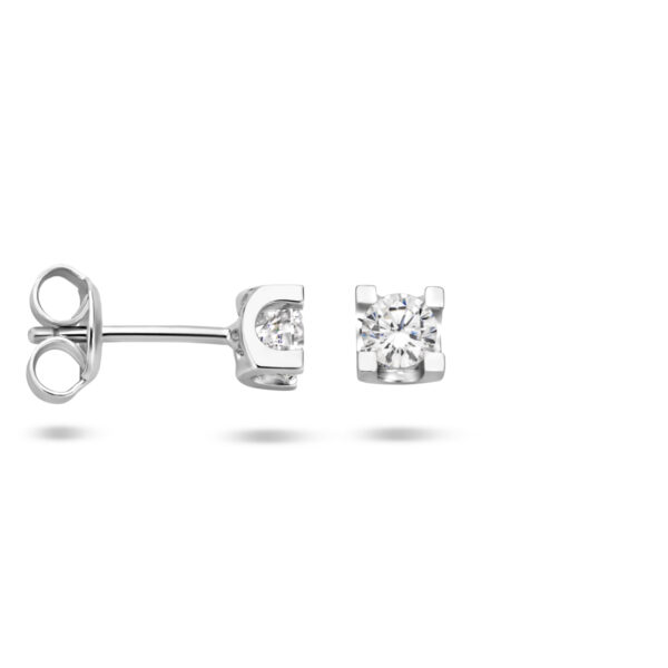 oorknoppen zirkonia 4 mm zilver gerhodineerd - Afbeelding 3