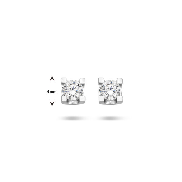 oorknoppen zirkonia 4 mm zilver gerhodineerd - Afbeelding 4