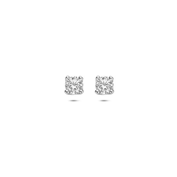oorknoppen zirkonia 4,5 mm zilver gerhodineerd