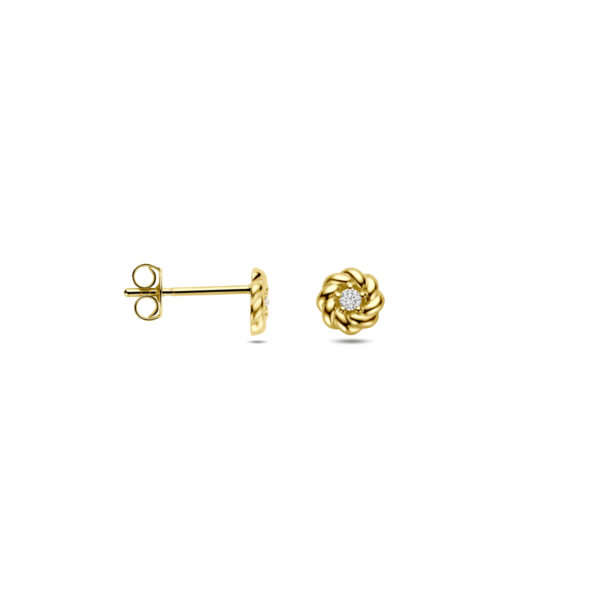 oorknoppen zirkonia 5 mm 14K geelgoud - Afbeelding 3