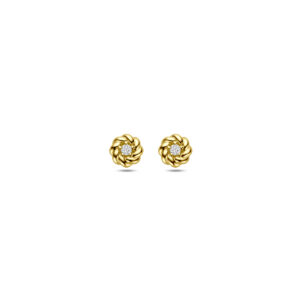 oorknoppen zirkonia 5 mm 14K geelgoud