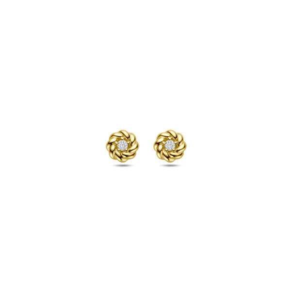 oorknoppen zirkonia 5 mm 14K geelgoud