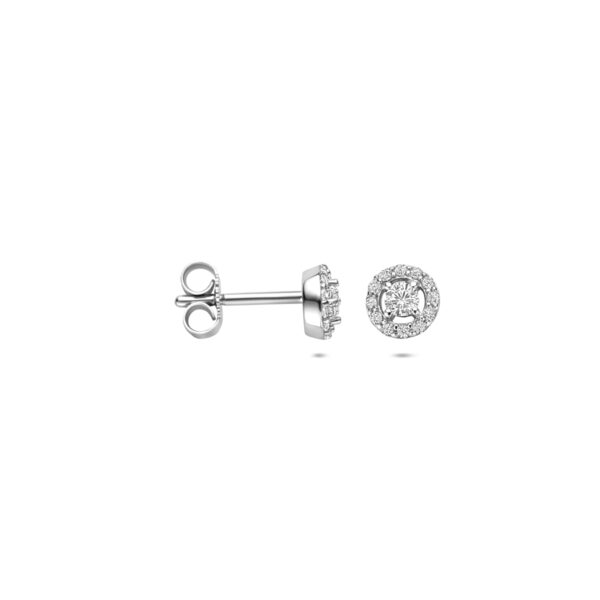 oorknoppen zirkonia 5,5 mm zilver gerhodineerd - Afbeelding 3