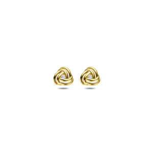 oorknoppen zirkonia 6 mm 14K geelgoud