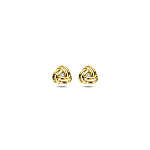oorknoppen zirkonia 6 mm 14K geelgoud