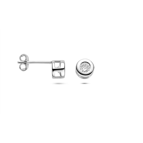 oorknoppen zirkonia 6 mm zilver gerhodineerd - Afbeelding 3