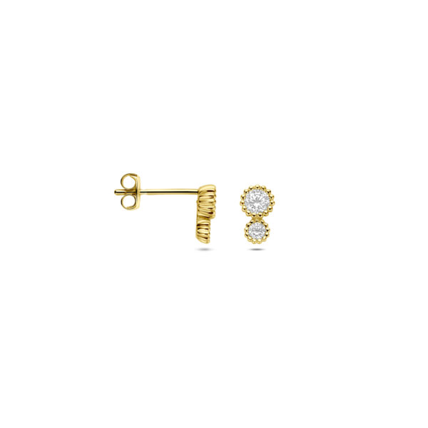 oorknoppen zirkonia 6,5 mm 14K geelgoud - Afbeelding 3