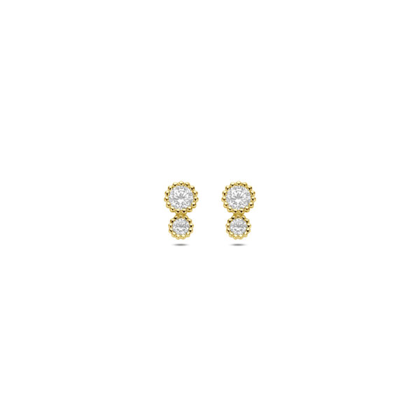 oorknoppen zirkonia 6,5 mm 14K geelgoud