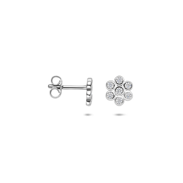 oorknoppen zirkonia 6,5 mm zilver gerhodineerd - Afbeelding 3