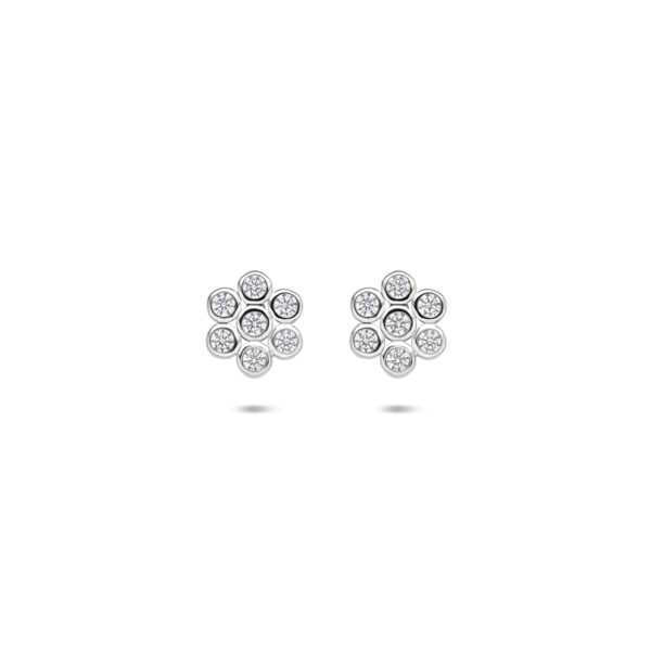 oorknoppen zirkonia 6,5 mm zilver gerhodineerd