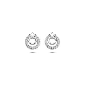 oorknoppen zirkonia 8 mm zilver gerhodineerd