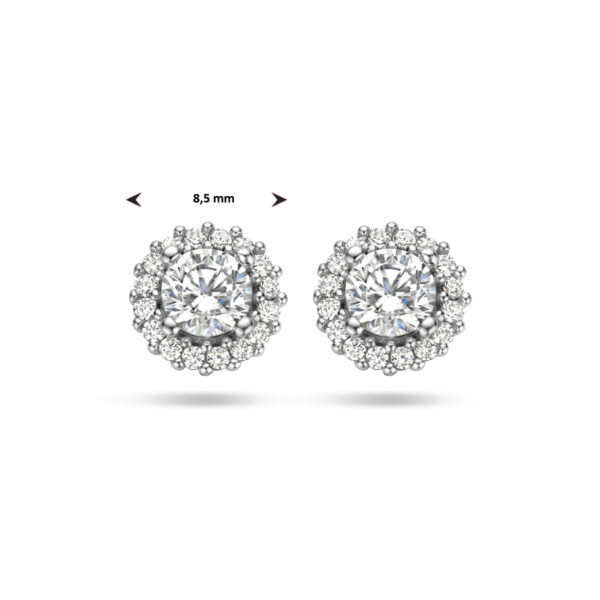 oorknoppen zirkonia halo zilver gerhodineerd - Afbeelding 4