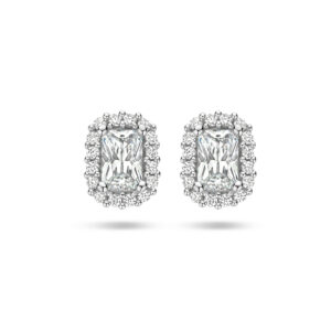 oorknoppen zirkonia halo zilver gerhodineerd