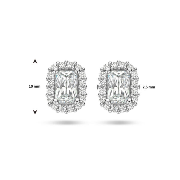 oorknoppen zirkonia halo zilver gerhodineerd - Afbeelding 5