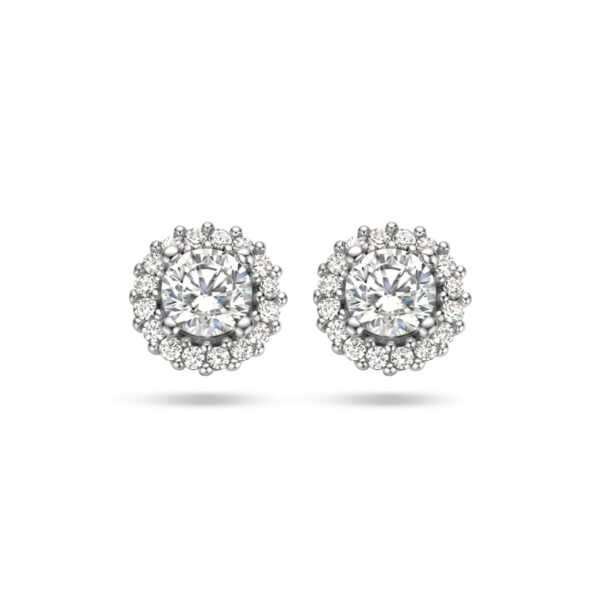 oorknoppen zirkonia halo zilver gerhodineerd
