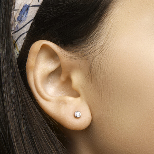 oorknoppen zirkonia zilver gerhodineerd - Afbeelding 2