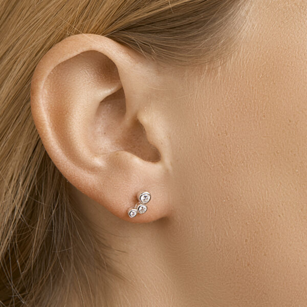 oorknoppen zirkonia zilver gerhodineerd - Afbeelding 2