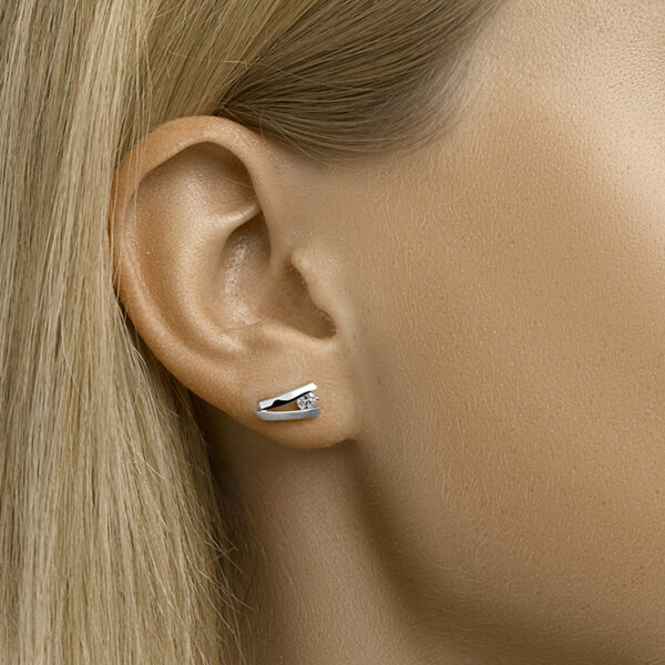 oorknoppen zirkonia zilver gerhodineerd - Afbeelding 2