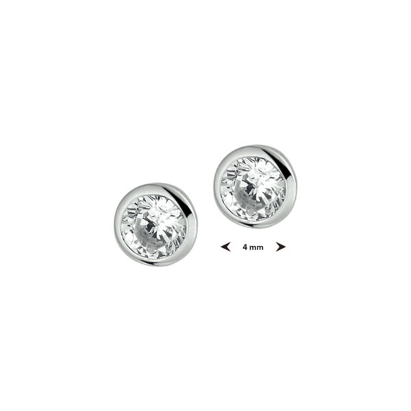 oorknoppen zirkonia zilver gerhodineerd - Afbeelding 2