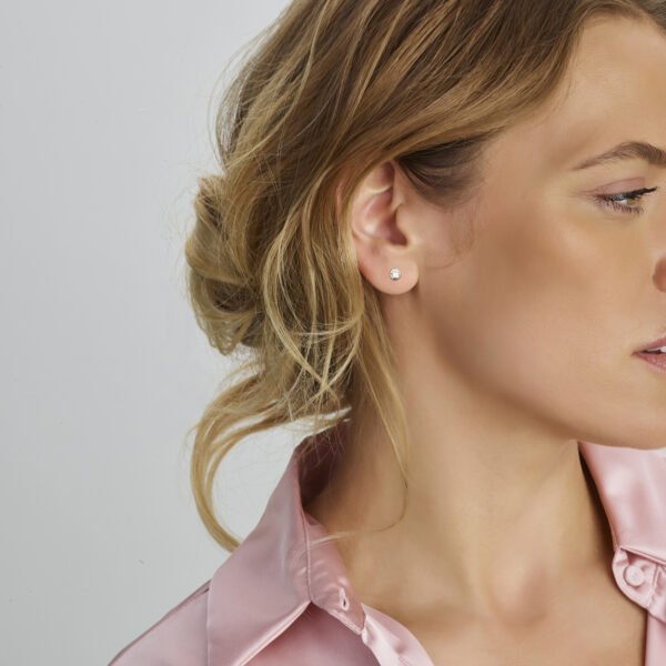 oorknoppen zirkonia zilver gerhodineerd - Afbeelding 2