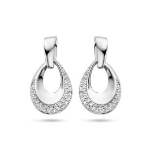 oorknoppen zirkonia zilver gerhodineerd
