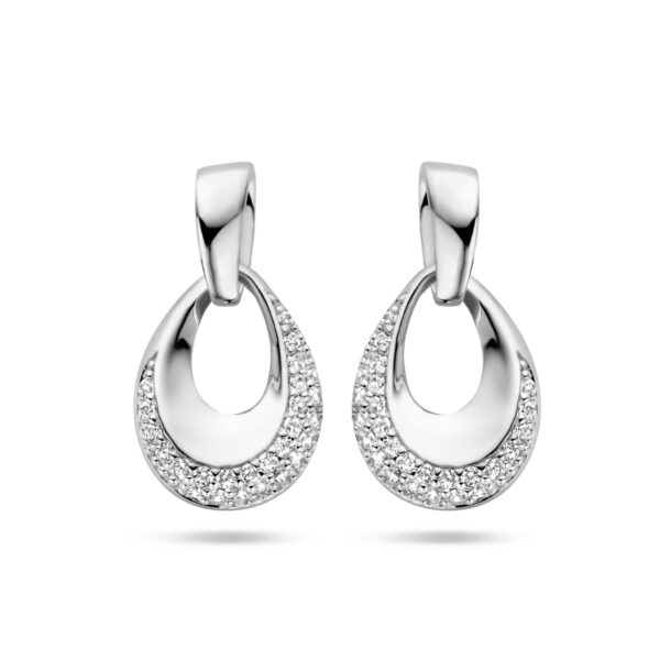 oorknoppen zirkonia zilver gerhodineerd