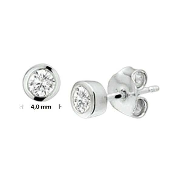 oorknoppen zirkonia zilver gerhodineerd - Afbeelding 3