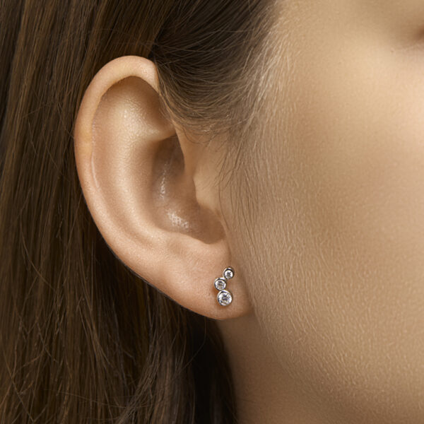 oorknoppen zirkonia zilver gerhodineerd - Afbeelding 3