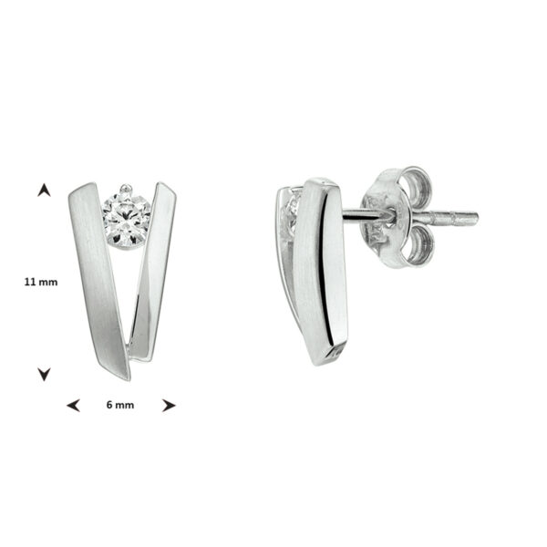 oorknoppen zirkonia zilver gerhodineerd - Afbeelding 3