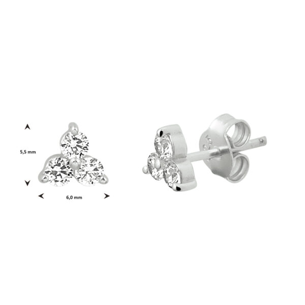 oorknoppen zirkonia zilver gerhodineerd - Afbeelding 3