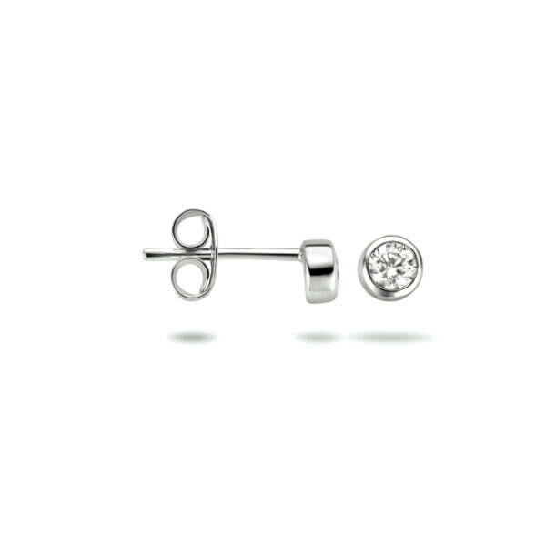 oorknoppen zirkonia zilver gerhodineerd - Afbeelding 3
