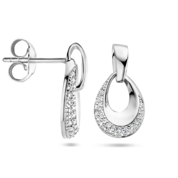 oorknoppen zirkonia zilver gerhodineerd - Afbeelding 3