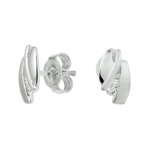 oorknoppen zirkonia zilver gerhodineerd