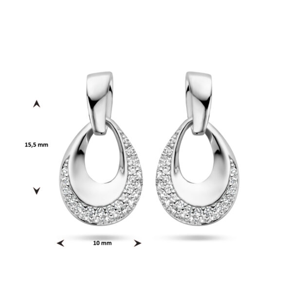 oorknoppen zirkonia zilver gerhodineerd - Afbeelding 4