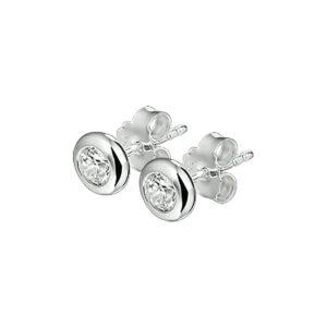 oorknoppen zirkonia zilver gerhodineerd