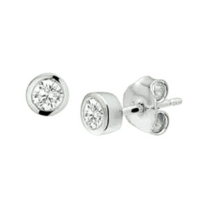 oorknoppen zirkonia zilver gerhodineerd